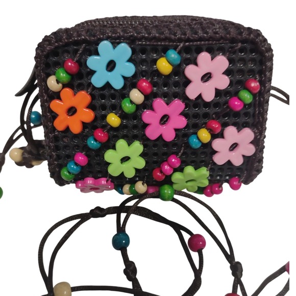 Beaded Flower Mini Bag Crossbody Purse Festival‎ Hippie Boho Y2K - Picture 5 of 5